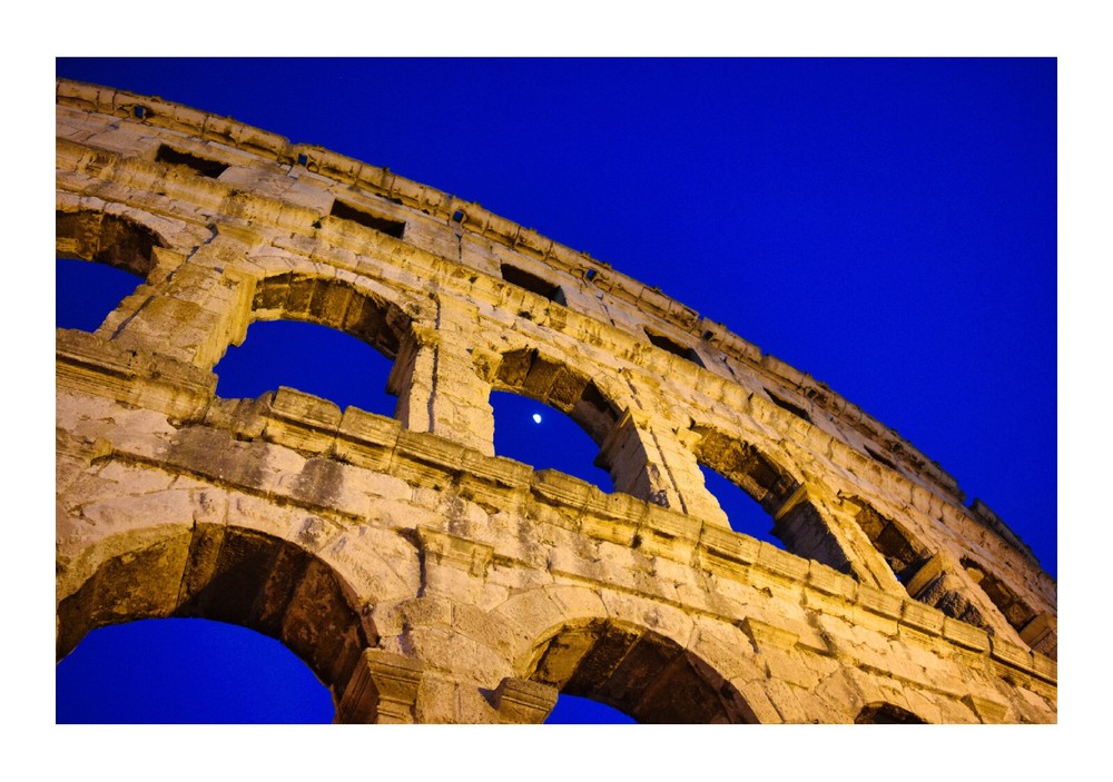 Pula Arena At Night with Moon, High Resolution Image, Many Formats, TV Art