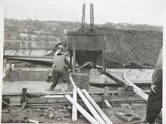 50s Working Gantry Crane & Railroad Cars Construction Crew Photographs Negatives