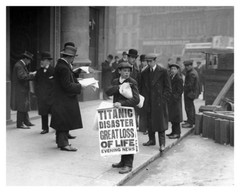 RMS Titanic Great Loss Of Life 1912 Newspaper Boy Silver Halide Photo – Ver 1