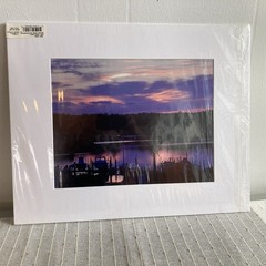 Original Matted Art Photography Print Marina Boats Purple Sunset