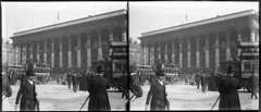 STEREO GLASS NEGATIVE, OMNIBUS, PARIS, Place de la Bourse, cityscape, rare, vi