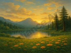 Digital Image Picture Photo Wallpaper Background Desktop AI Art Mountain Lake