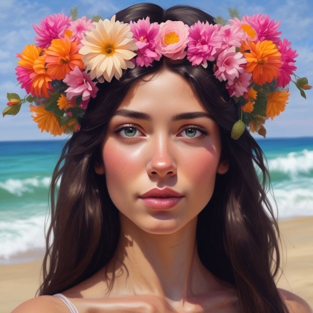 Digital Image Beautiful Female Wall Art Background Desktop Art Floral