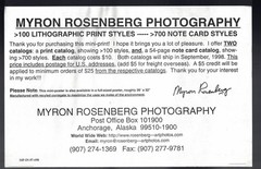 Myron Rosenberg Photography Signed Photo Print: PRINCE WILLIAM SOUND 9.5×7