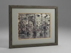 Original 1985 Cypress Swamp Watercolor Painting – Framed Southern Folk Art