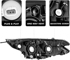 Headlight Assembly Replacement W/Bulbs for 2015-2016 Honda CR-V Halogen Headlamp