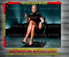 Sexy Sharon Stone Basic Instinct in Black Dress Metal Sign Wall Art 14″ x 11″