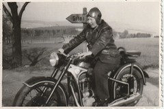 Vintage Photo Woman on BMW R35 Motorcycle