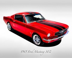 Classic Cars – 1965 Ford Mustang 302 – Red – Muscle Car – Print