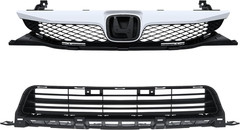 Front Bumper Grille Grill Upper Lower with Chrome Trim for Honda Civic Sedan 200