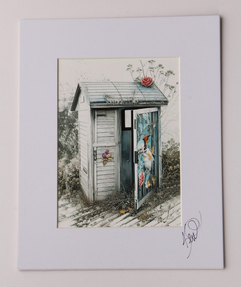 A 5×7, Matted to 8×10, hand signed Outhouse Art Print from my original photo