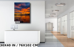 Fiery Horizon: Sunset at Lake Havasu Aluminum Metal Print Arizona Wall Art