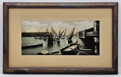 Antique Tinted SILVER GELATIN PHOTOGRAPH, Felucca Boats Kasr El-Nir CAIRO EGYPT
