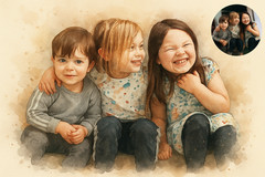 Your Photo to Watercolor Portrait| Digital Art Download| Personalized 3D Art