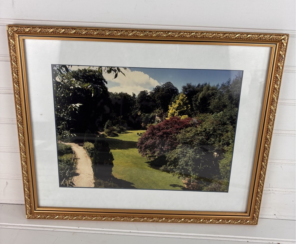 Vintage Framed Garden Landscape Photo Print Gold Ornate Frame 12″ x 15″