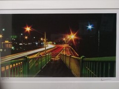 Orig. AP dramatic art photo of nighttime highway, signed/framed