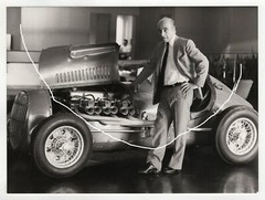 24x18cm original archive PE (RC) 1980 Juan Manuel Fangio in his workshop photo