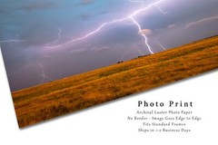 Storm Photography Print – Picture of Lightning Spanning Sky in Oklahoma