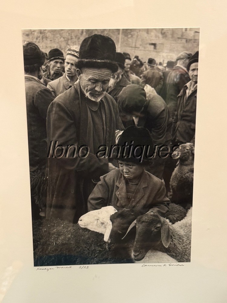 SELLING SHEEP IN KASHGAR MARKET.ORIGINAL SIGNED SILVER PRINT BY LARRY SNIDER