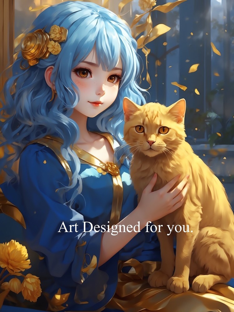Digital Image Picture Photo Wallpaper Background Beautiful Anime Girl with Cat