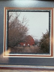 Signed Abilene Texas Red Barn Photo Elsie Macklin Framed Wood Country Landscape