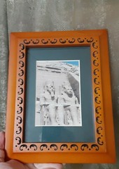 Framed Photo Egypt Abu Simbel Pharaoh Lovely Frame Engraved Scroll Pattern Neat