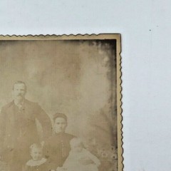 Antique Cabinet Card Photograph- Family of four heavy fading picture vintage