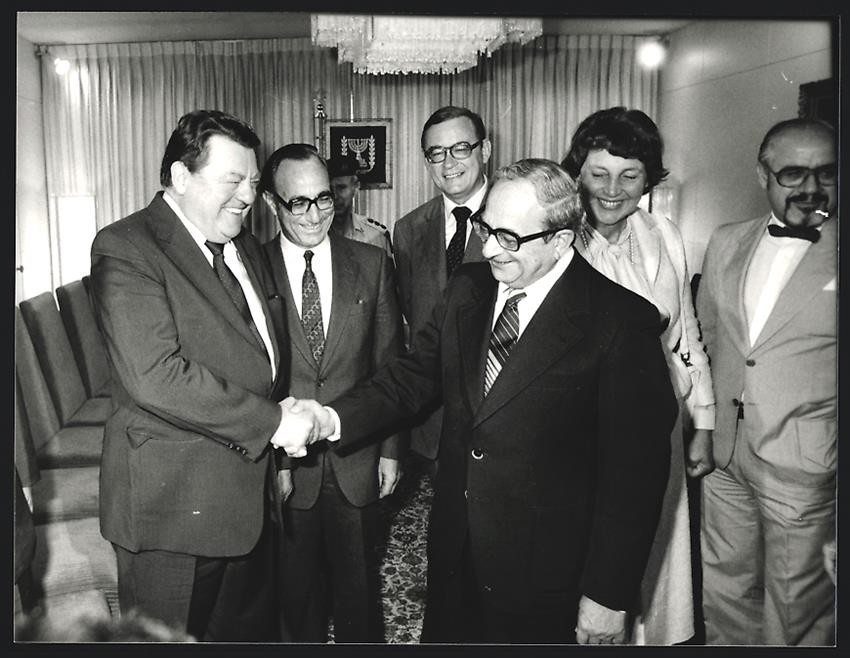 Photograph PA Werek, Bonn, F. J. Strauss in Israel with President Navon