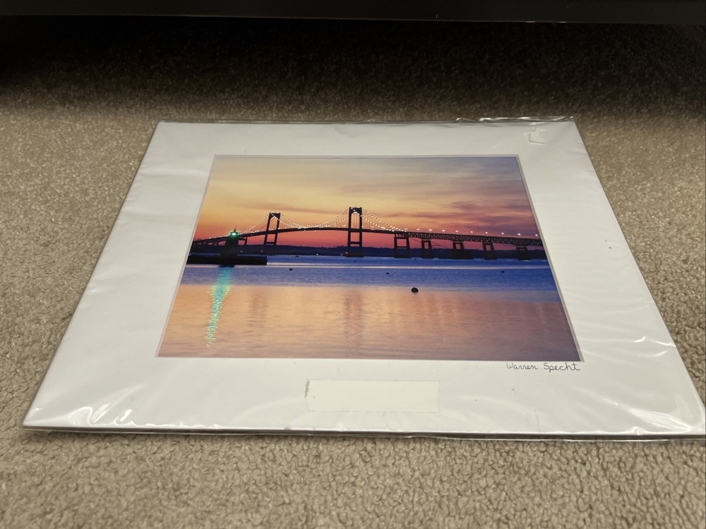 Warren Specht “Claiborne Pell Newport Bridge” Signed On Mat