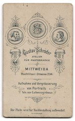 Photograph Gustav Schröder, Mittweida, Rochlitzer Straße 234, portrait of a woman