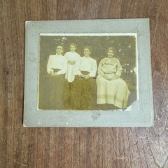 Antique Albumen Print Snapshot Cabinet Card Four Ladies of various ages