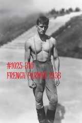 VINTAGE MALE PORTRAIT #1025-310 -french farmer, 1933 -free shipping in USA