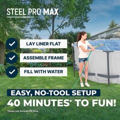 Bestway Steel Pro MAX 14’x48″ Round Above Ground Swimming Pool with Pump & Cover