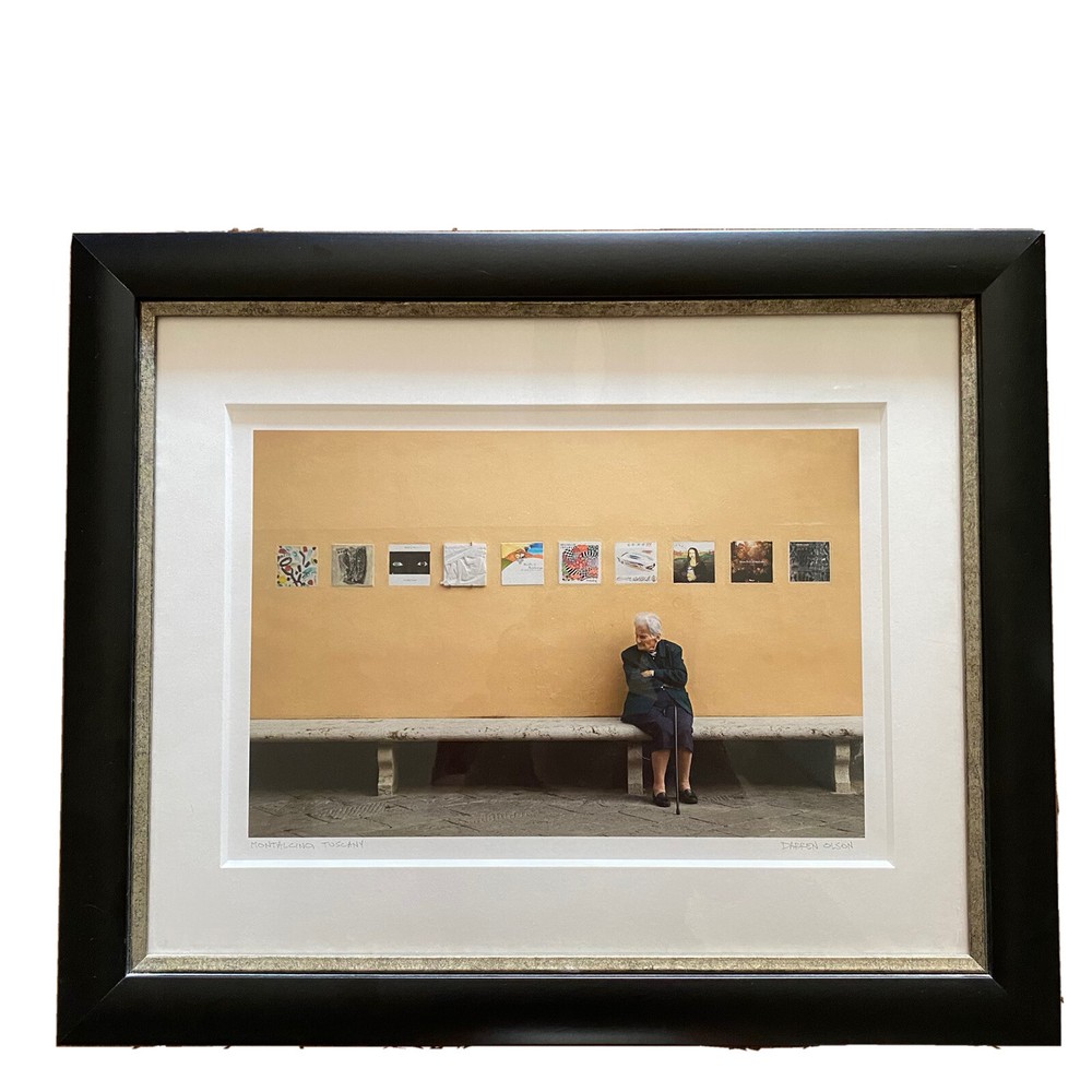 Framed Photograph Italy Darren Olson Art Montalcino Tuscany Grandma Bench Photo