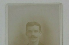 Antique Cabinet Card Photograph- Handsome young man with a mustache in a suit
