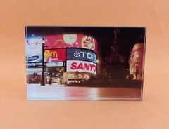 Glass Block with Photo Piccadilly Circus London, Glass L9 x W6 cm, 1980-1990
