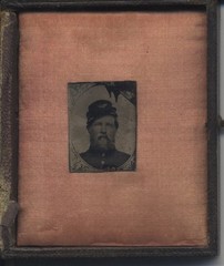 Mini Tintype of Civil War Soldier in Uniform – in Half Case