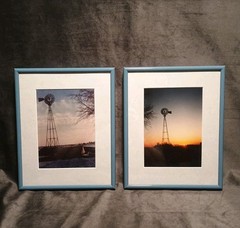 2 Windmill Landscape Photography Framed Sunrise & Sunset Rural/Farm/Country 8×10