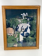 Professional Aerial Photo of a Midwest Lake Home Mansion Framed 23″x18.5″ 2000