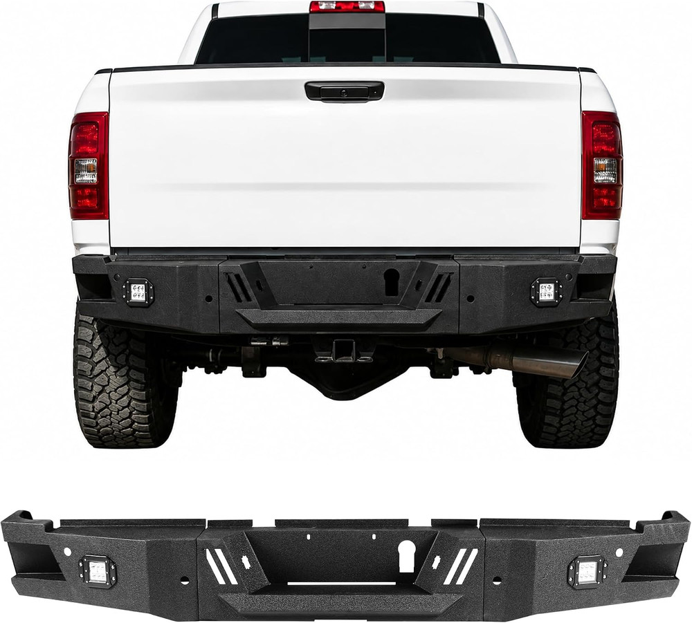 Rear Bumper Fit for Dodge Ram 2500 3500 2010-2018 | Heavy Duty Steel Rear Bumper