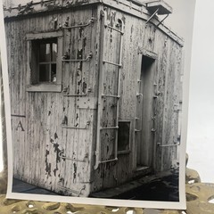 Weathered Railroad Caboose Corner 4×5 Black White Glossy Photograph Original