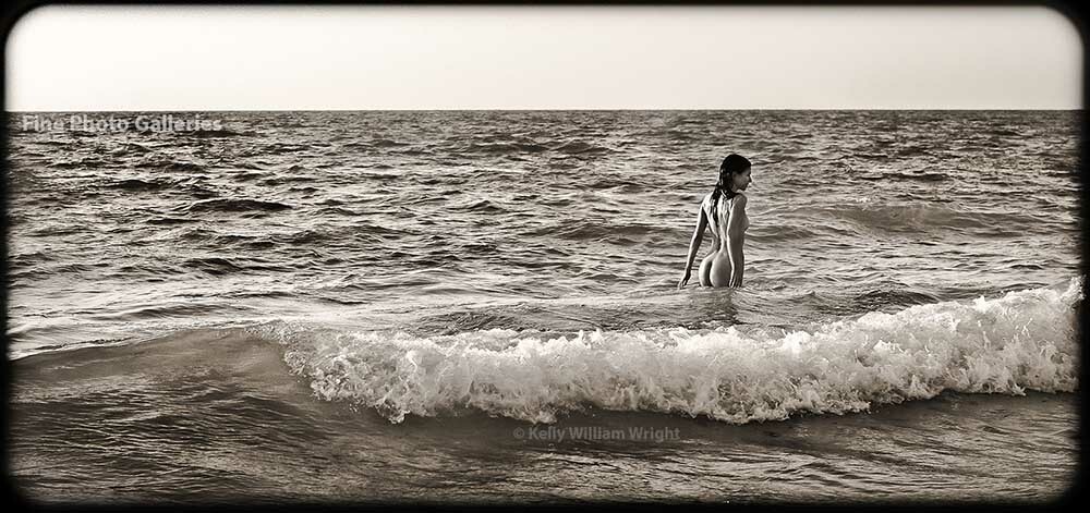 KELLY WILLIAM WRIGHT Original Panoramic Female Nude Surf Beach Butt Wave Photo