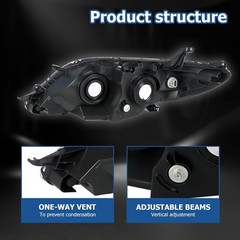 Headlights Assembly Replacement for Toyota Sienna 2011-2018 Halogen Headlights H