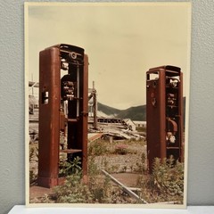 Vintage 1978 Kodak Photo Print Industrial Gas Pumps Rustic Americana Framed Art