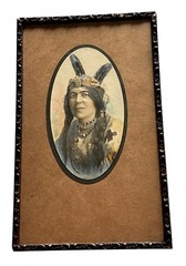 Native American Woman Hand Colored Photo Winslow Studios Vinalhaven ME c 1900’s