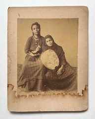 Hippolyte Arnoux -Large Cabinet Card Albumen Photograph Women of Port Said Egypt