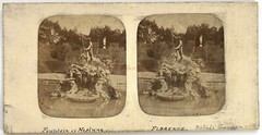 Italy Florence Fountain Neptune c1858 Photo Stereo Vintage Album § S