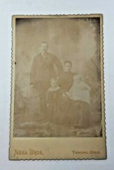 Antique Cabinet Card Photograph- Family of four heavy fading picture vintage