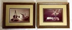 2 VTG Michael Wright Framed Photographs Still Life 11” Cottage Farmhouse Bible