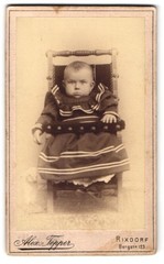 Photograph Alex. Tepper, Rixdorf, Bergstr. 123, Little Girl in Striped